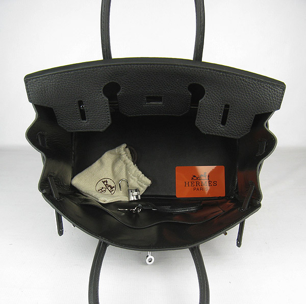 Replica Hermes Birkin 30CM Togo Leather Bag Black 6088 On Sale - Click Image to Close